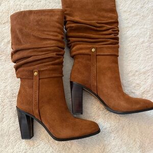 NEW Donald J. Pliner | “Odessa” Suede Slouchy High-Heel Boots | Chestnut | Sz 9